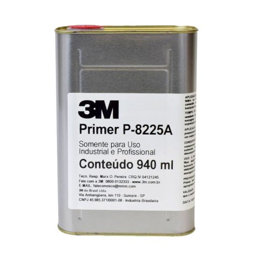 Primer P8225A 3M. O Promotor de Adesão P8225A é um primer líquido utilizado para aumentar a adesão de Fitas Dupla Face 3M™ em superfícies de baixa energia superficial