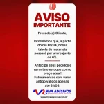 Comunicado Importante: Reajuste de Preços – MVA Adesivos